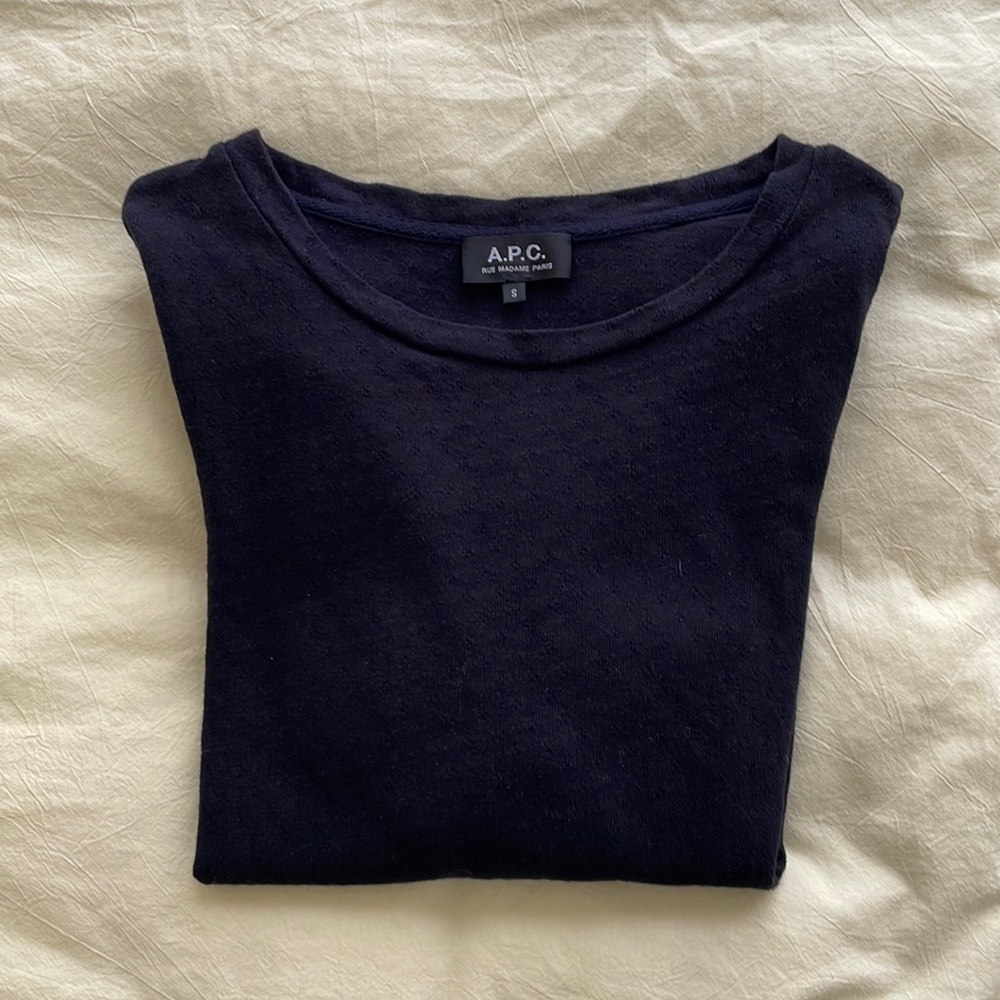 APC navy pointelle t shirt, Size Small